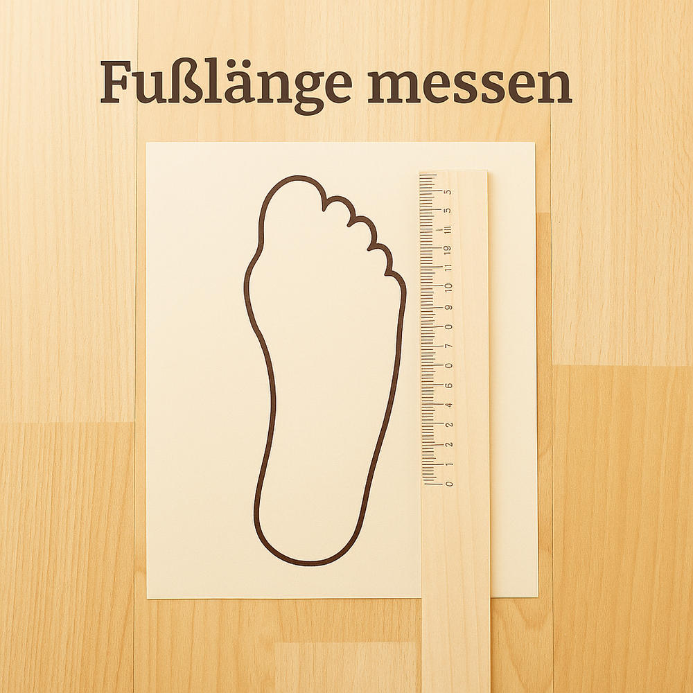 Größenmessung für Schluppie Krabbelschuhe