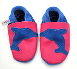 Krabbelschuhe mit Namen Delfin – personalisiert, Echtleder