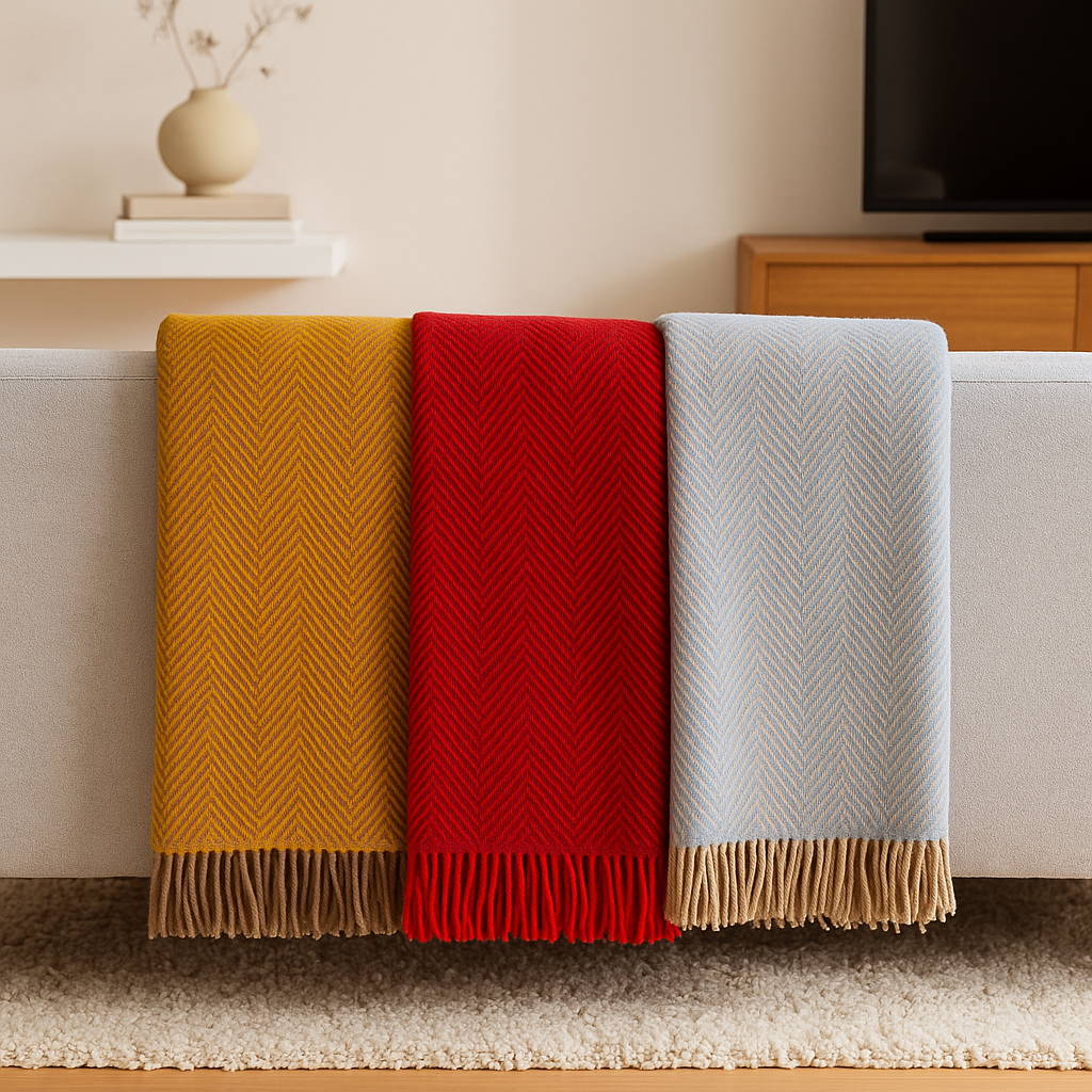 Decken aus Schurwolle fischgräet