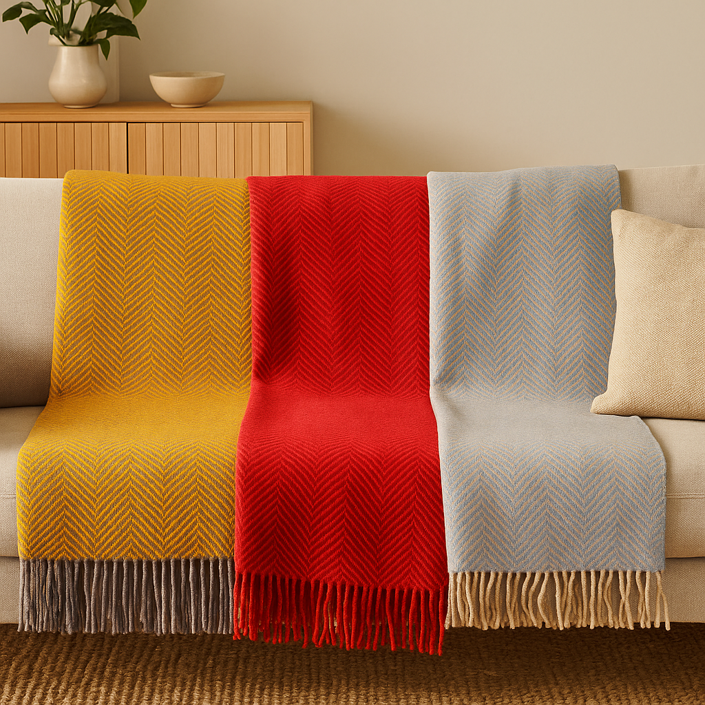 Decken aus Schurwolle fischgräet