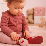 Krabbelschuhe mit Namen Erdbeere – personalisiert, Echtleder