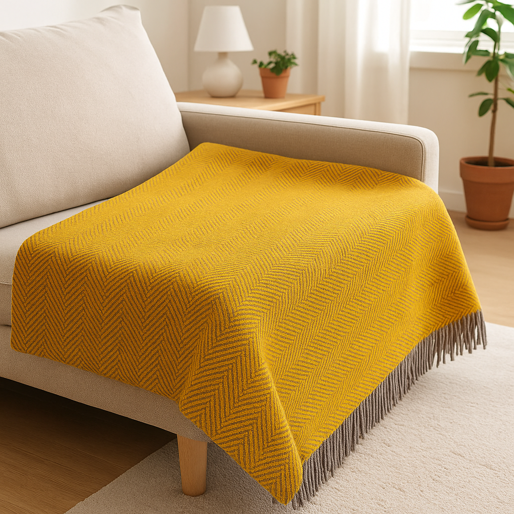 Decken aus Schurwolle fischgräet